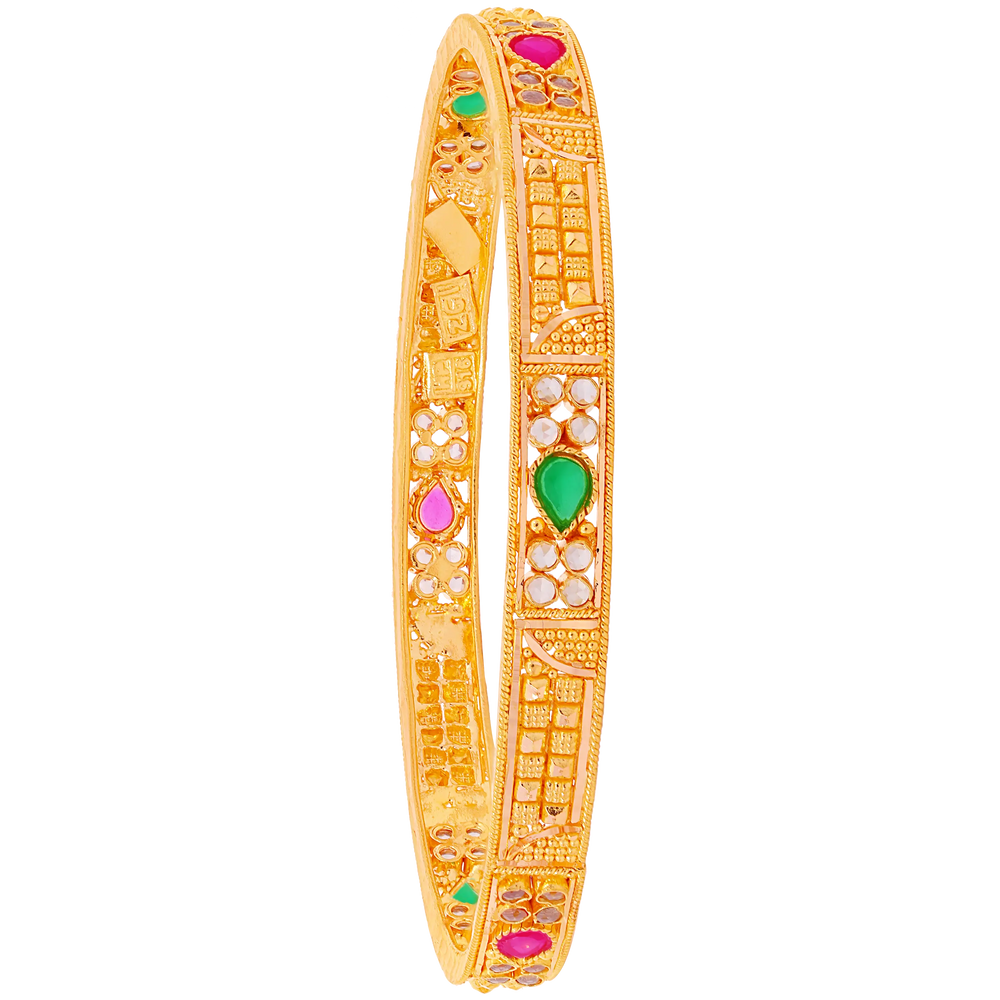 2.5 Size 2pcs Bangle With Gemstones in 22K Gold