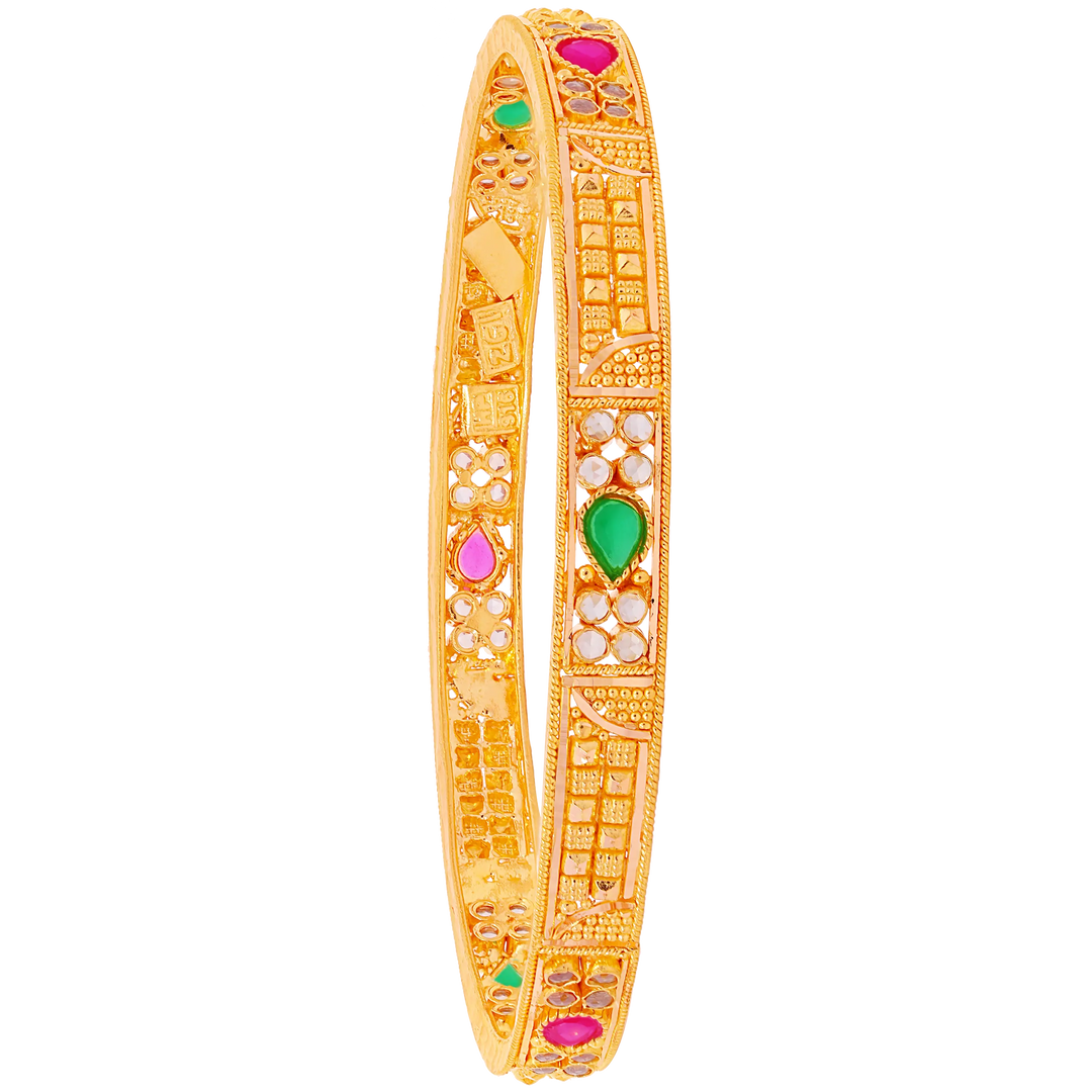 2.5 Size 2pcs Bangle With Gemstones in 22K Gold