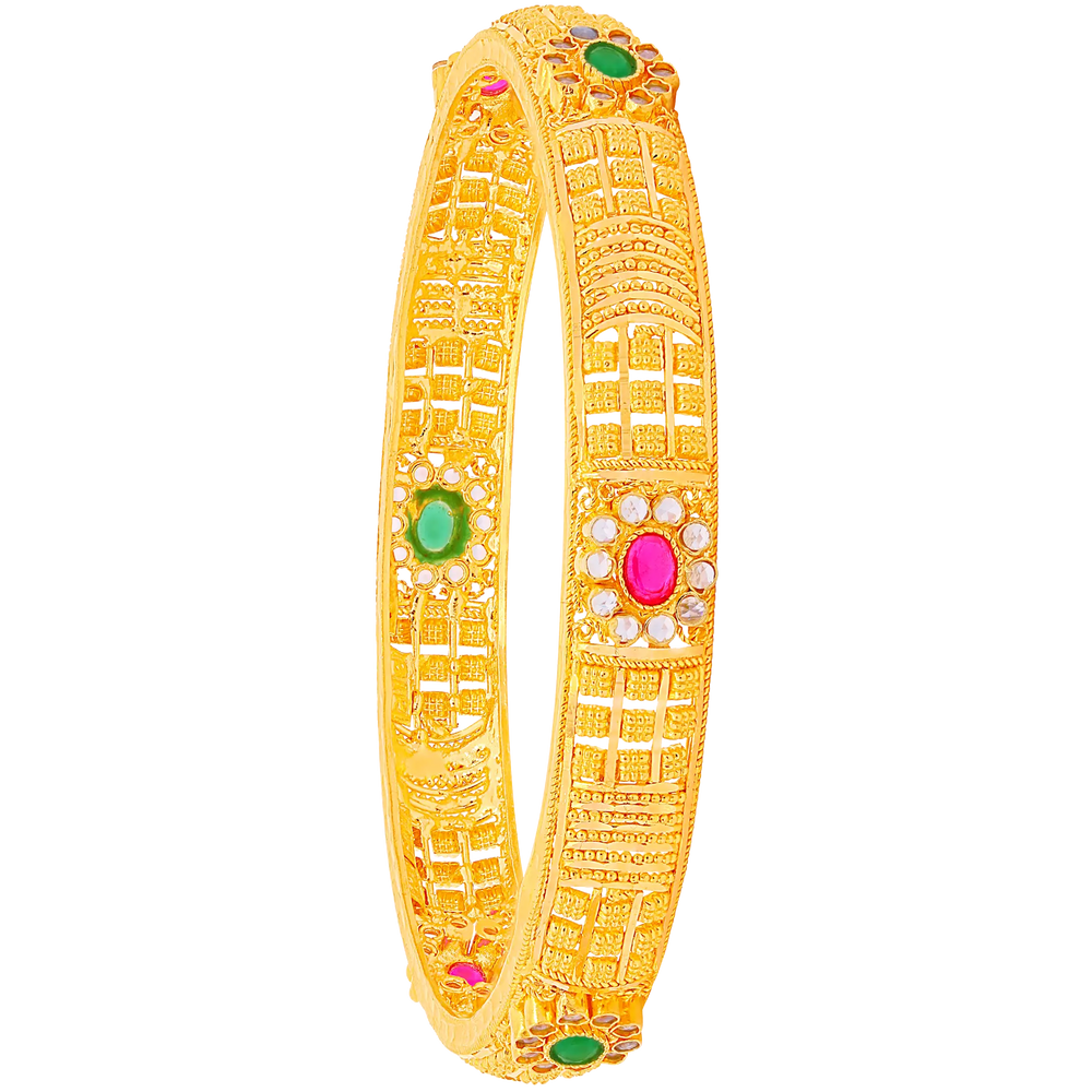 2.5 Size 2pcs Bangle With Gemstones in 22K Gold