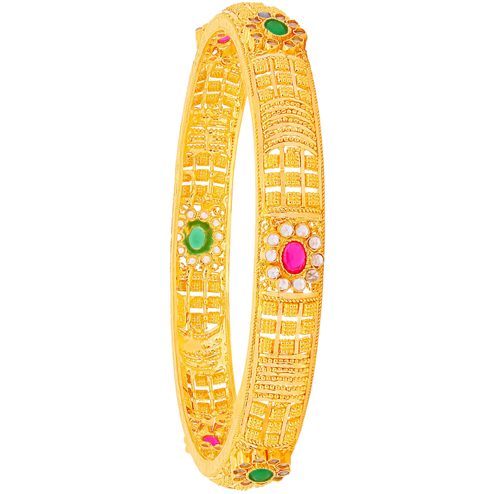 2.5 Size 2pcs Bangle With Gemstones in 22K Gold