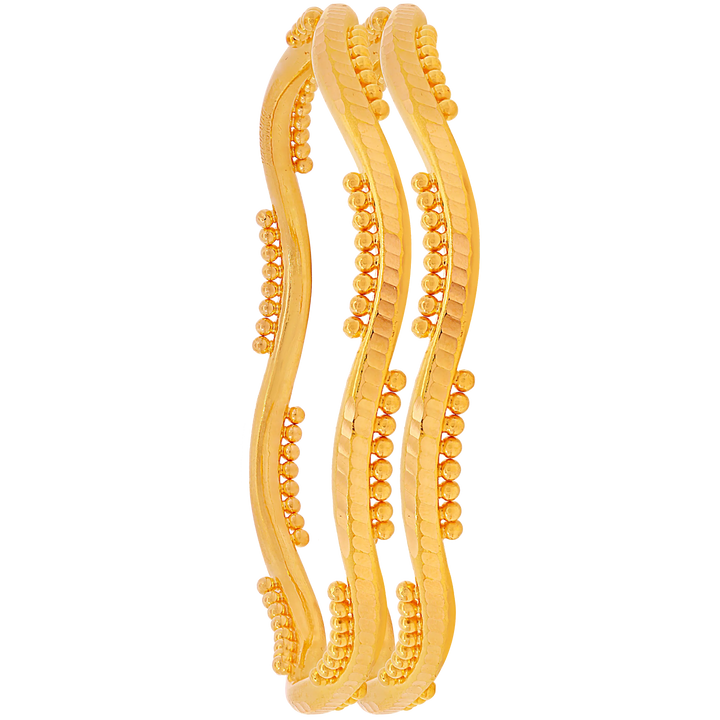 2.4 Size Pipe 2pcs Bangle in 22K Gold