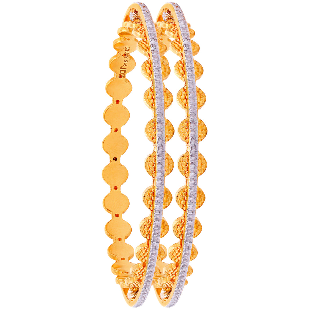 2.2 SizeTwo tone Set of 2pcs Bangles in 22K Gold