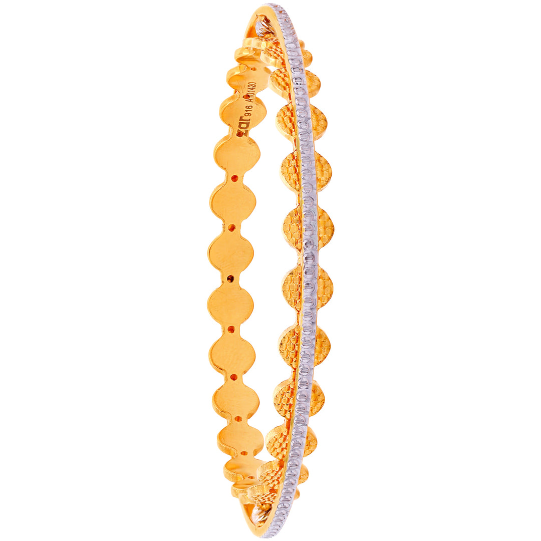 2.2 SizeTwo tone Set of 2pcs Bangles in 22K Gold