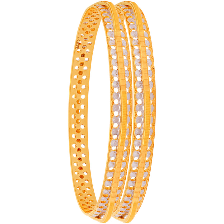 2.8 SizeTwo tone Set of 2pcs Bangles in 22K Gold