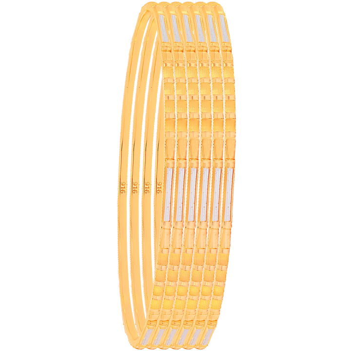 2.8 Size Two tone Set of 6pcs Bangles in 22K Gold