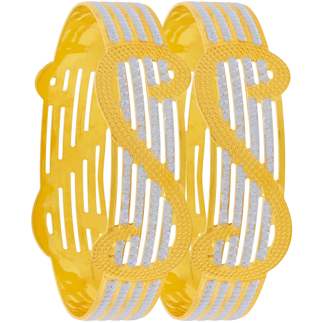 2.6 Size Two Tone Set of 2pcs Bangles in 22K Gold