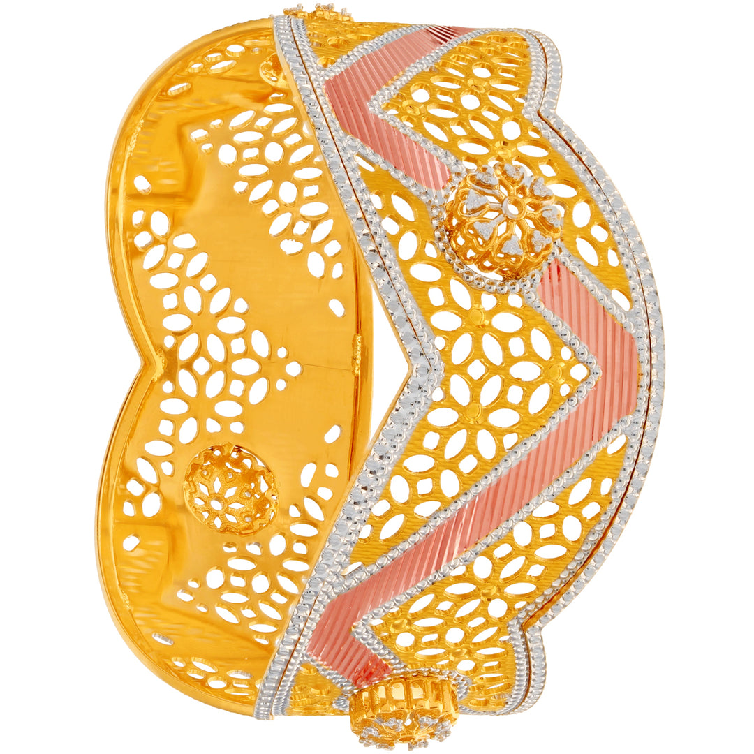 2.5 Size Three tone Kara with CZ in 22K Gold