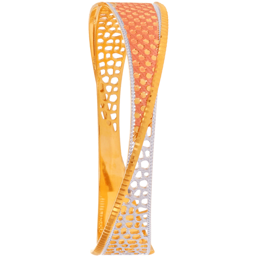 2.9 Size Three tone Set of 2pcs Bangles in 22K Gold