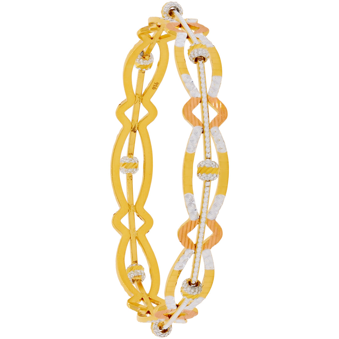 2.5 Size Three tone Set of 2Pcs Bangles in 22K Gold