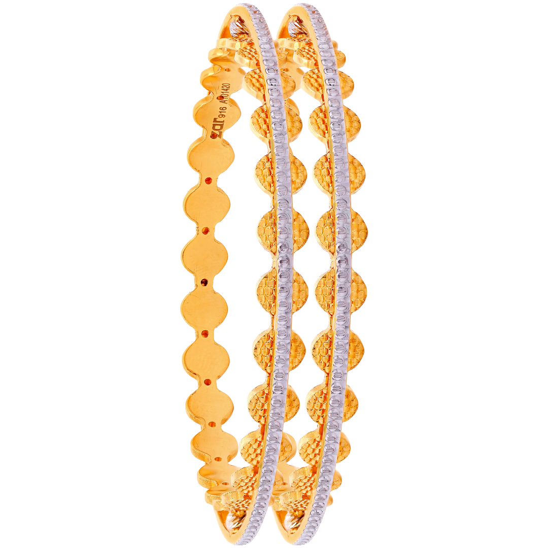 2.4 Size Two tone 2pcs Bangle in 22K Gold