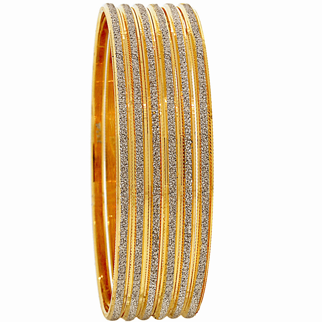 2.3 Size Two tone Set Of 6pcs Bangles in 22K Gold