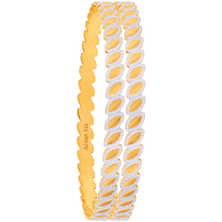 2.10 Size Two tone Set of 2pcs Bangles in 22K Gold