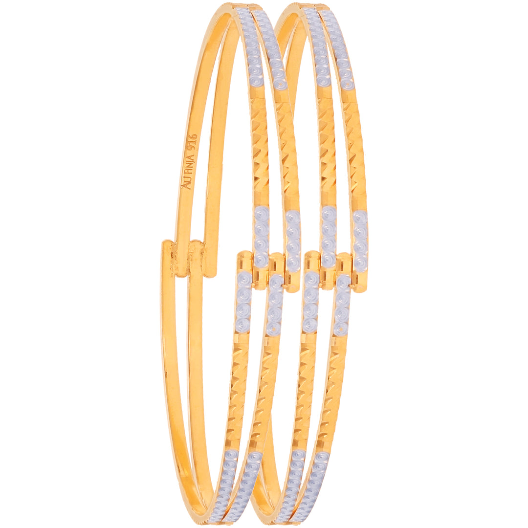 2.9 Size Two tone Set of 2pcs Bangles in 22K Gold