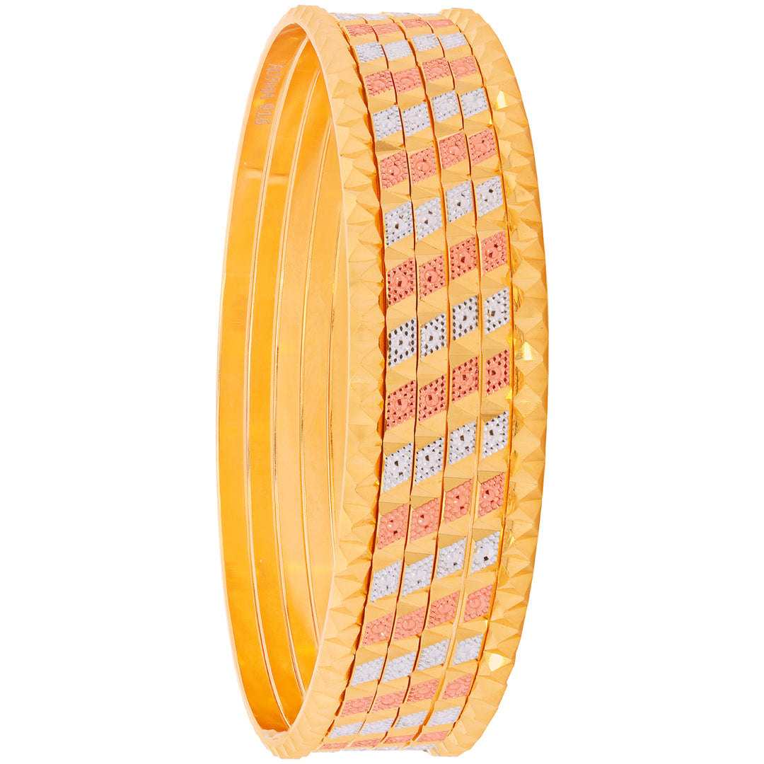 2.6 Size Three tone Set of 6Pcs Bangles in 22K Gold