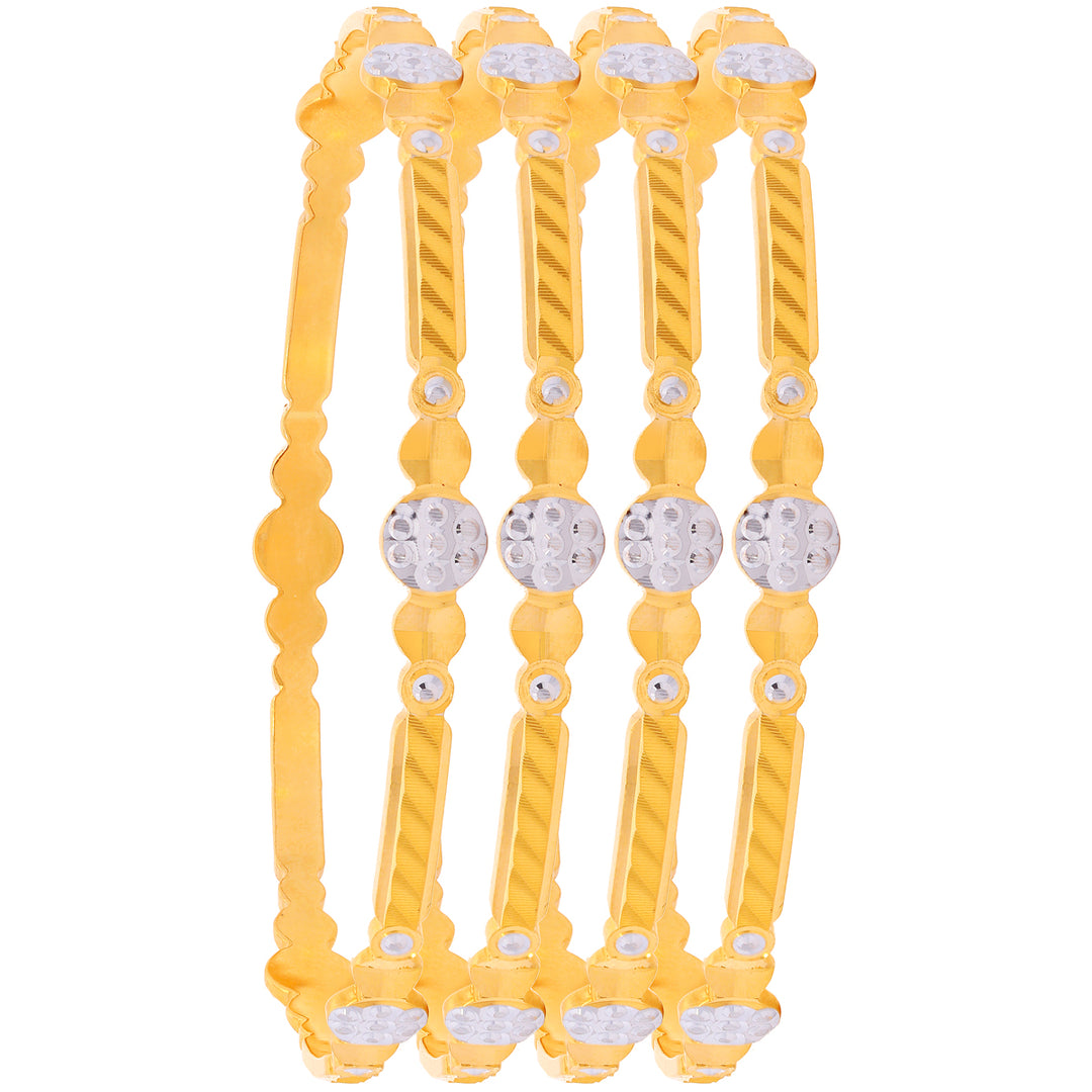 2.6 Size Two tone Set Of 4Pcs Bangles in 22K Gold