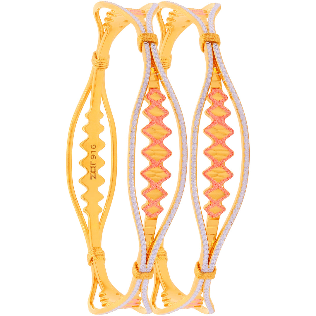 2.6 Size Three tone Set Of 2Pcs Bangles in 22K Gold