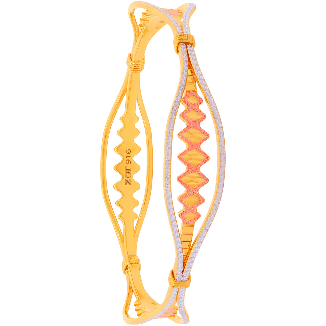 2.6 Size Three tone Set Of 2Pcs Bangles in 22K Gold