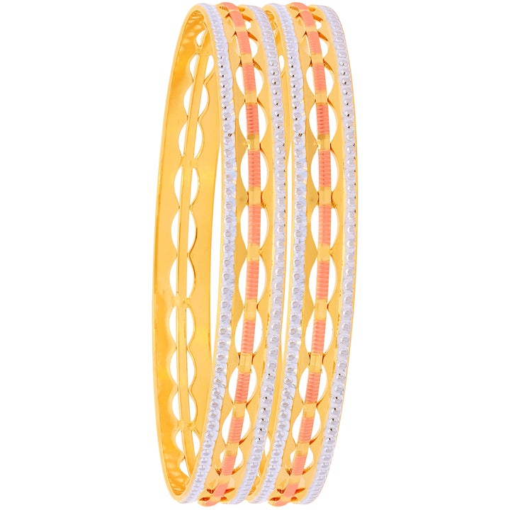 2.6 Size Three tone Set Of 2pcs Bangles in 22K Gold