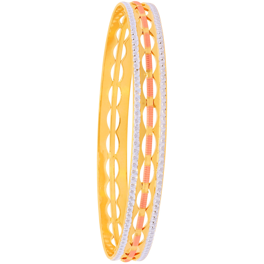 2.6 Size Three tone Set Of 2pcs Bangles in 22K Gold