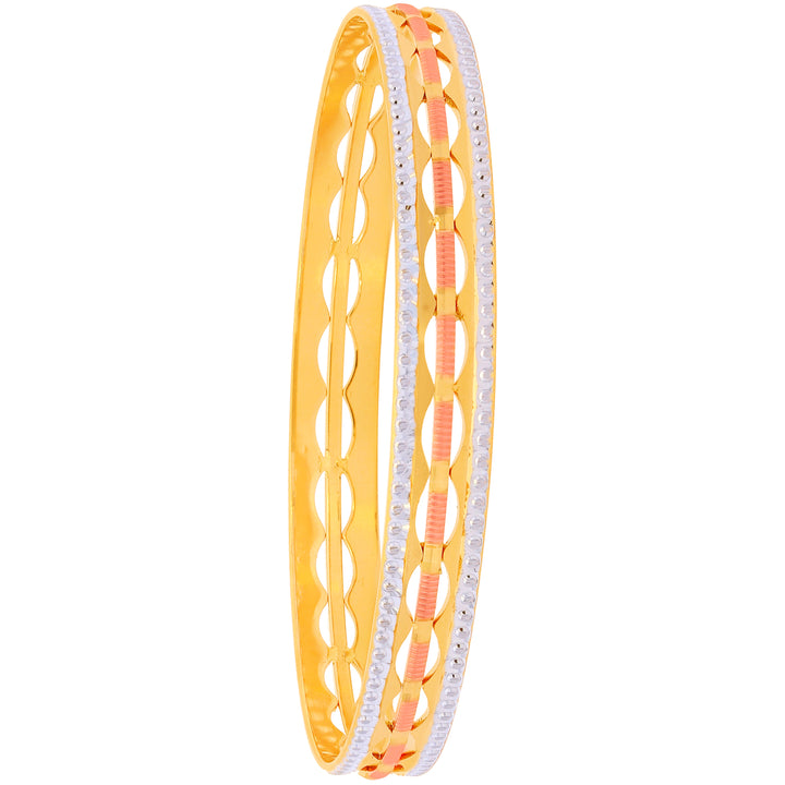 2.6 Size Three tone Set Of 2pcs Bangles in 22K Gold