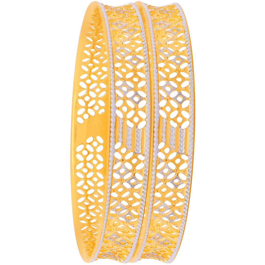 2.6 Size Two tone Set of 2Pcs Bangles in 22K Gold