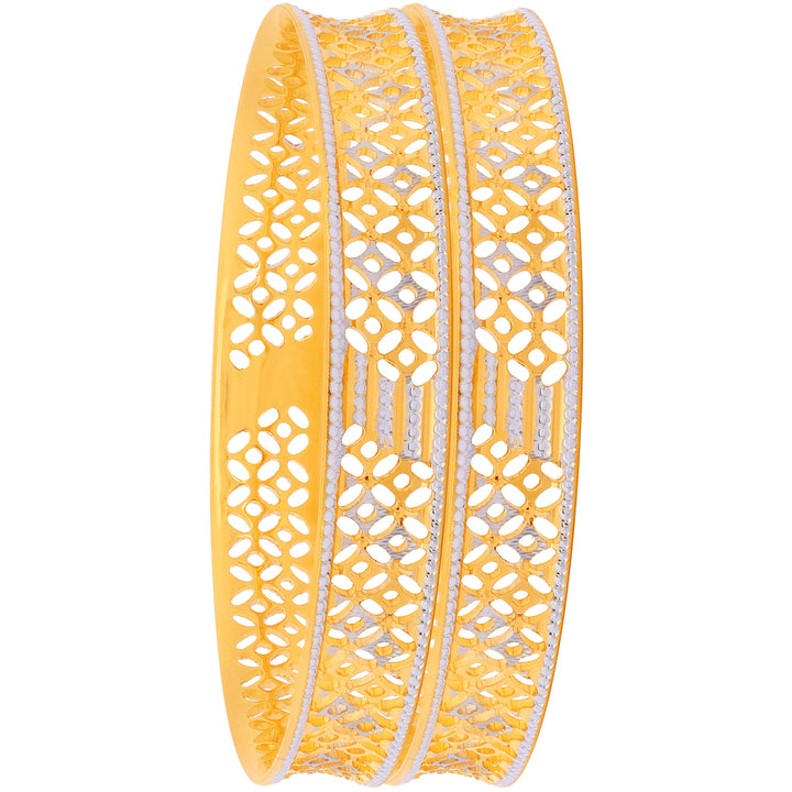 2.6 Size Two tone Set of 2Pcs Bangles in 22K Gold