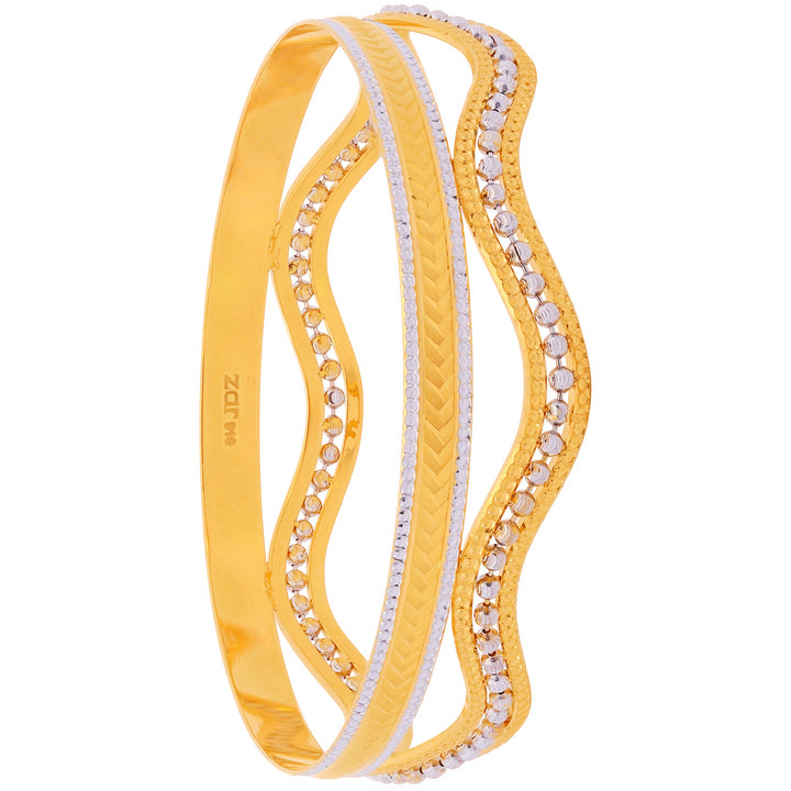 2.6 Size Two tone Set Of 2Pcs Bangles in 22K Gold