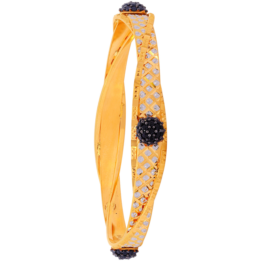 2.6 Size Two tone Set Of 2pcs Bangles With CZ in 22K Gold