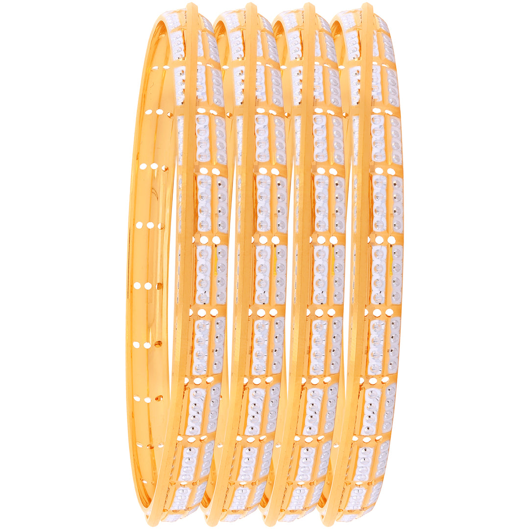 2.8 Size Two tone Set of 4Pcs Bangles in 22K Gold