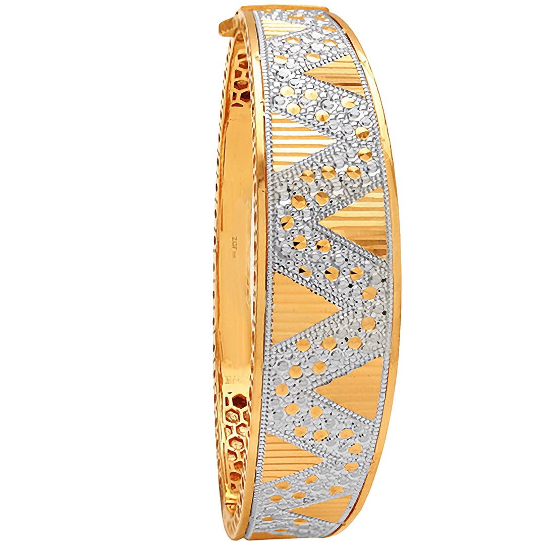 Lovely Two tone Bangle Bracelet in 22K Gold