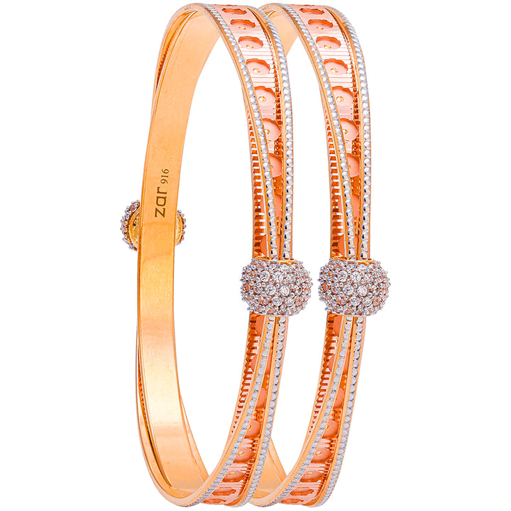 2.6 Size Three tone 2Pcs Bangle in 22K Gold