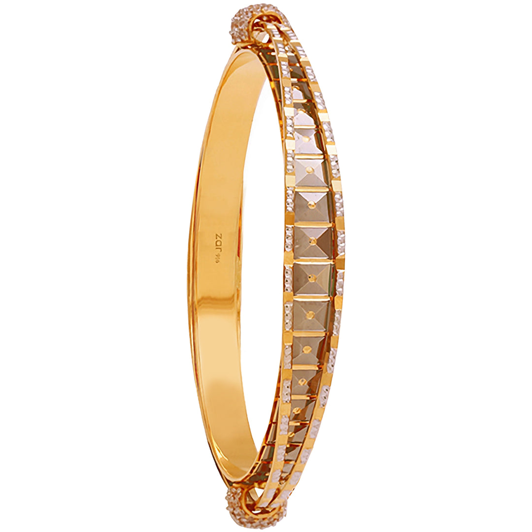 2.10 Size Two tone 2pcs Bangle With CZ in 22K Gold