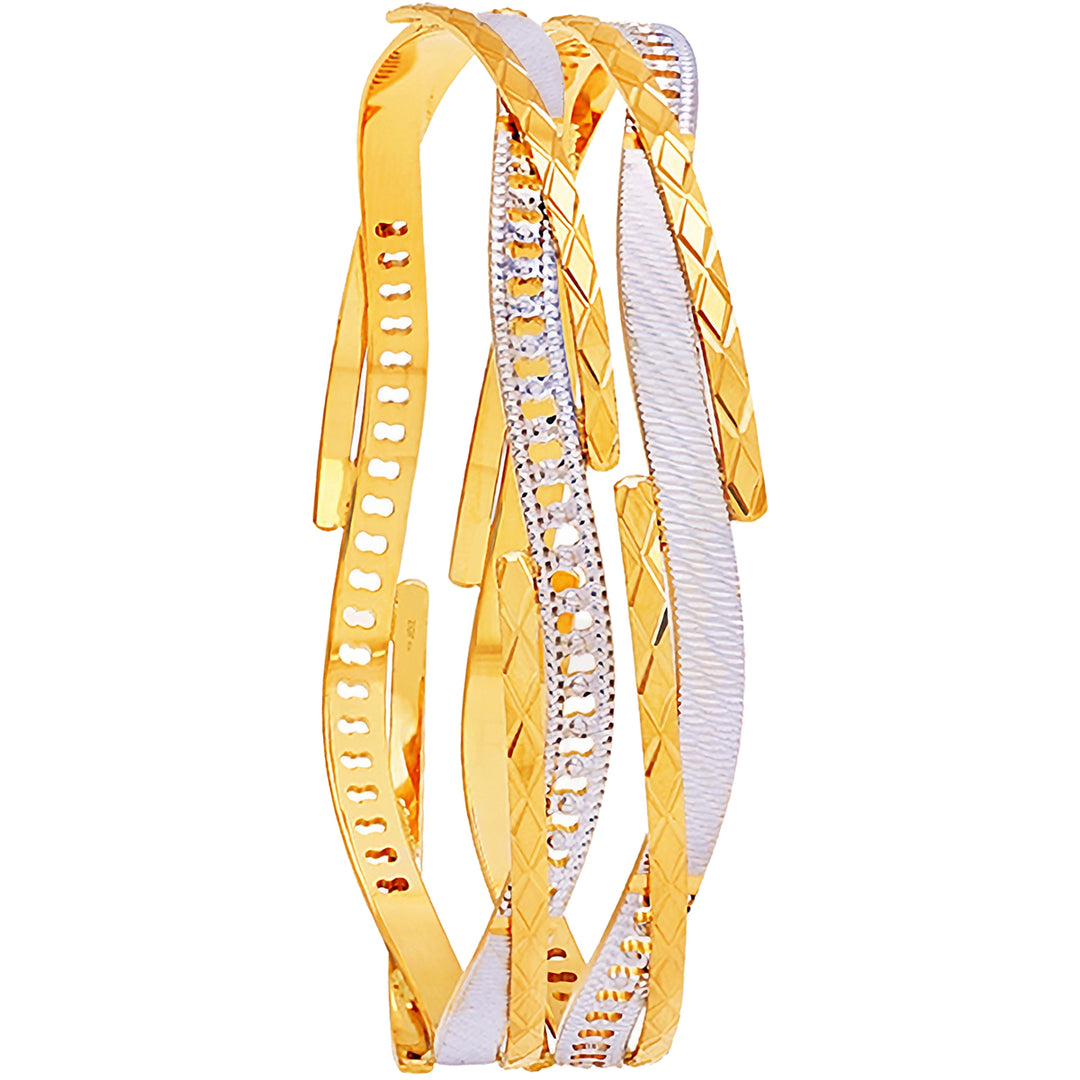 2.4 Size Two tone 2pcs Bangle in 22K Gold