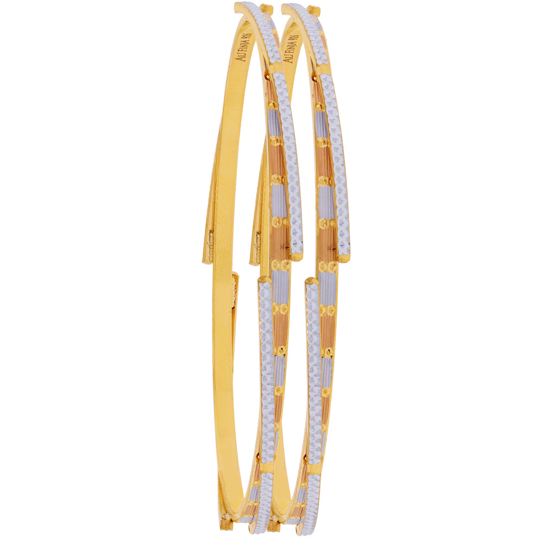 2.3 Size Three tone 2pcs Bangle in 22K Gold