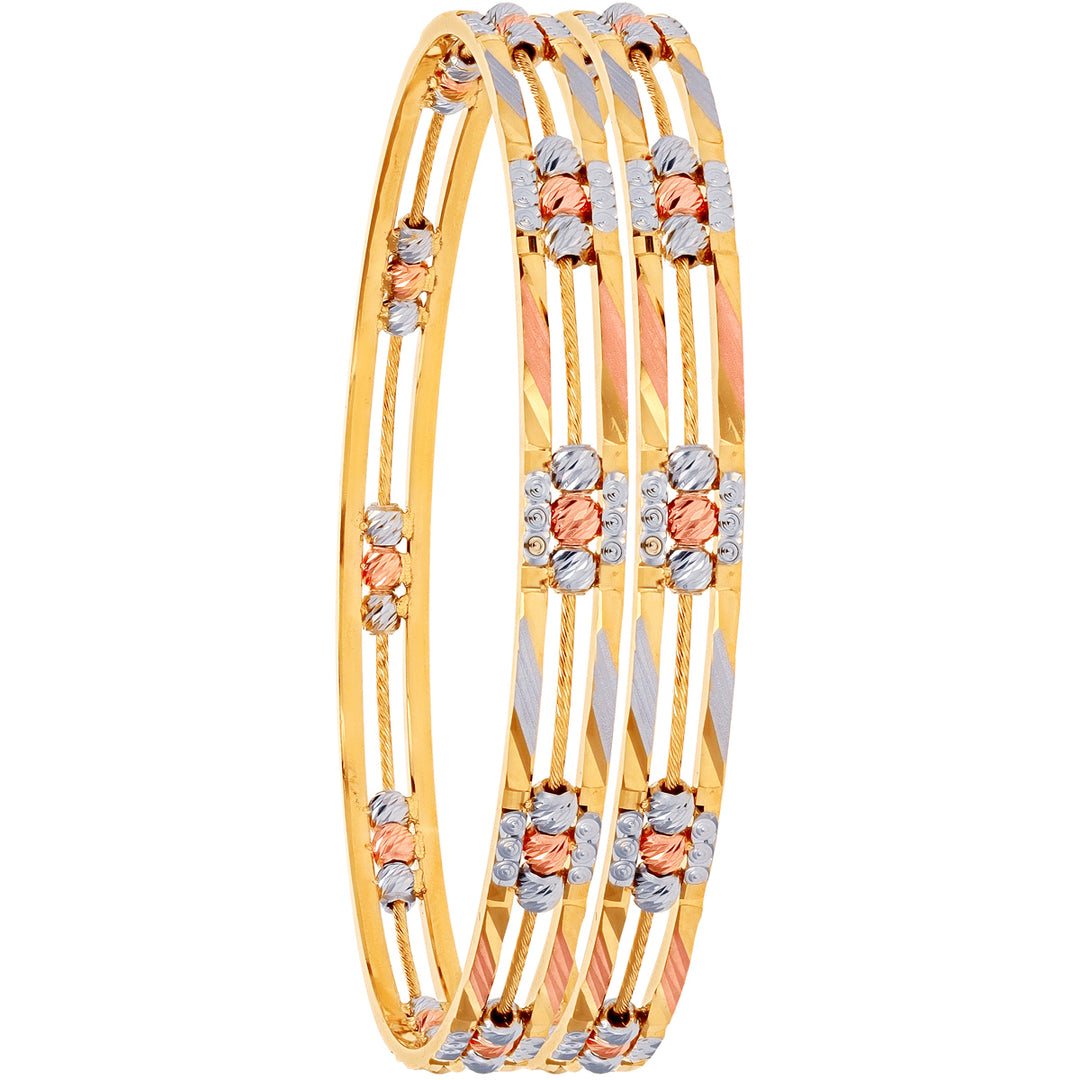 2.10 Size Three tone 2pcs Bangle in 22K Gold