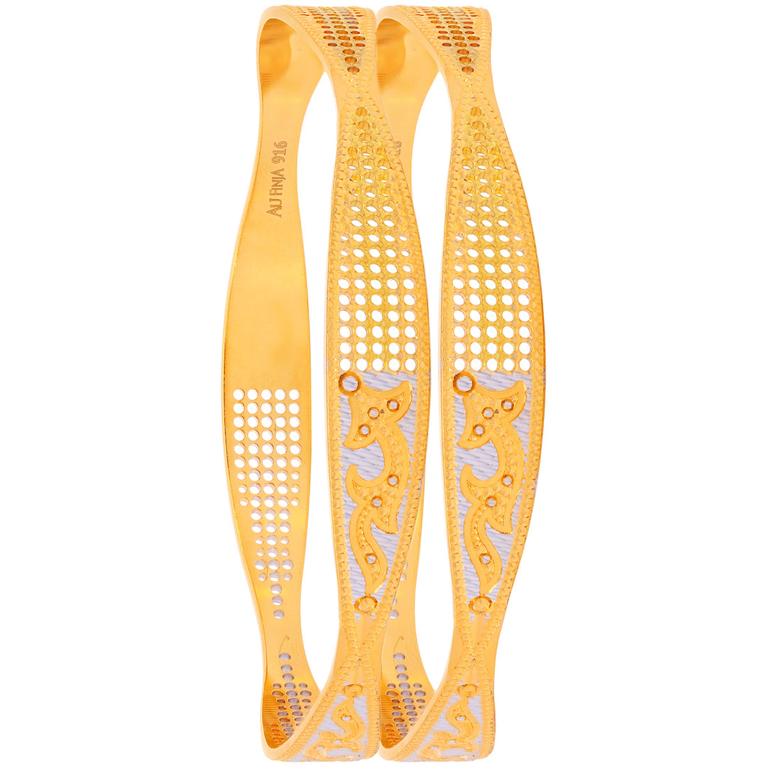 2.7 Size Two tone 2pcs Bangles in 22K Gold