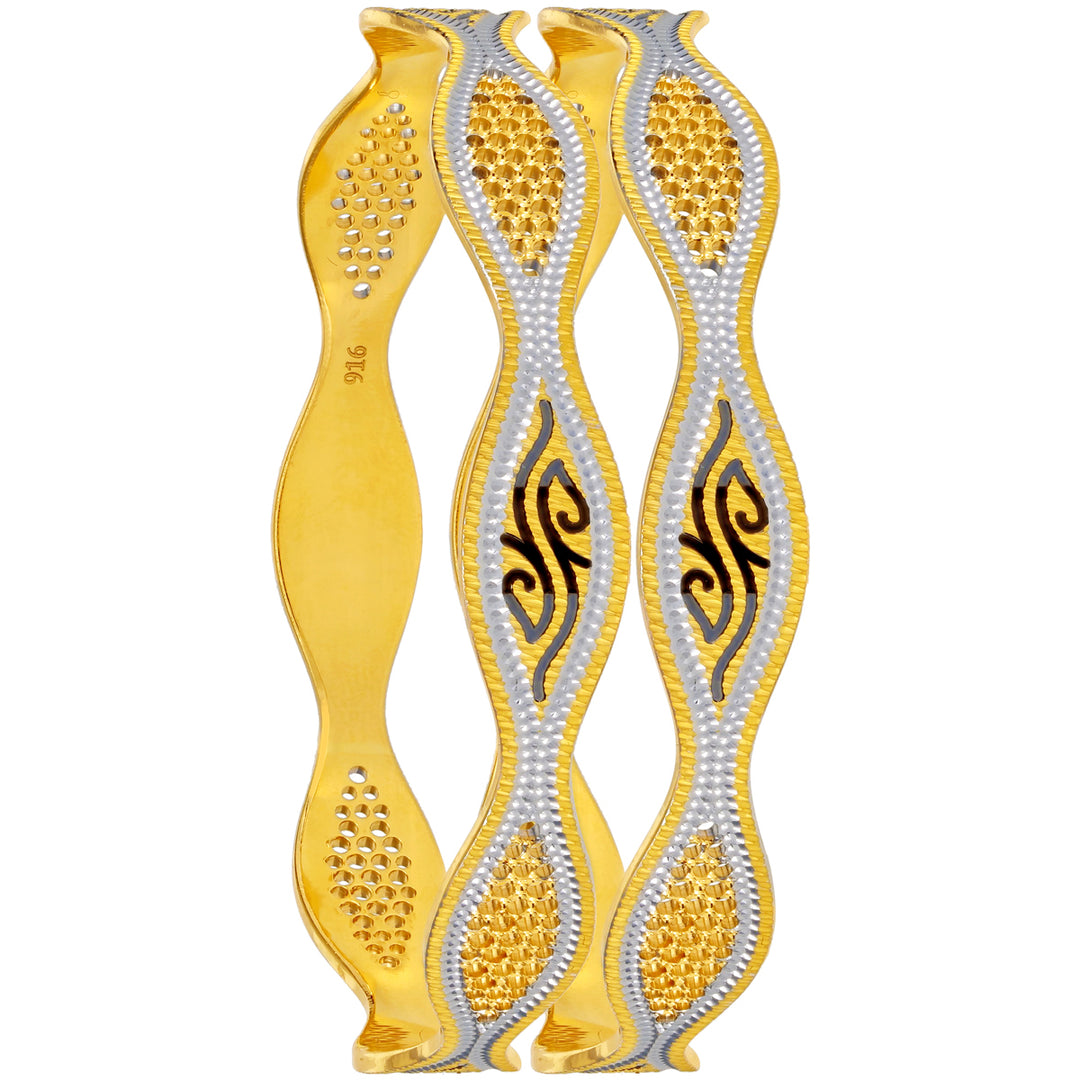 2.4 Size Two tone 2pcs Bangles in 22K Gold