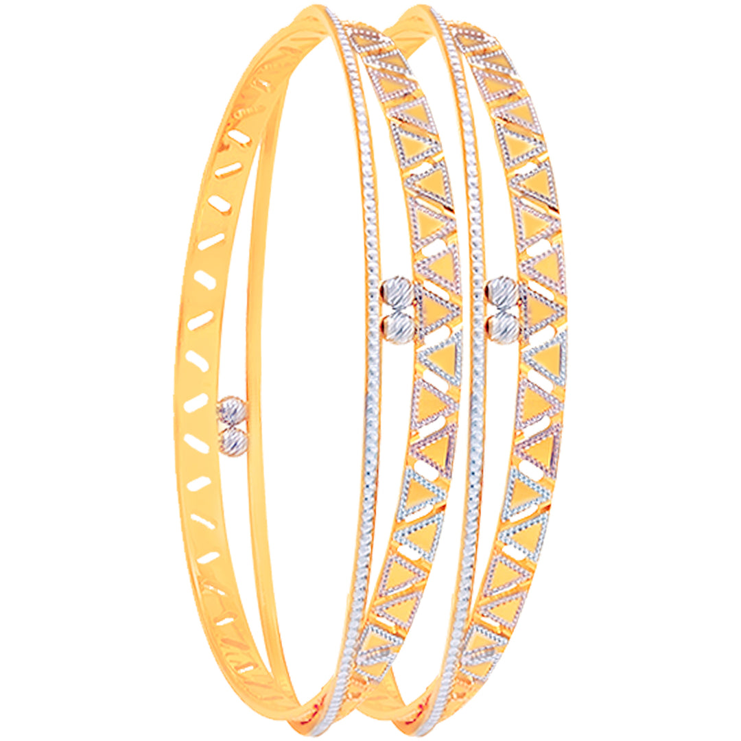 2.8 Size Three tone 2pcs Bangle in 22K Gold