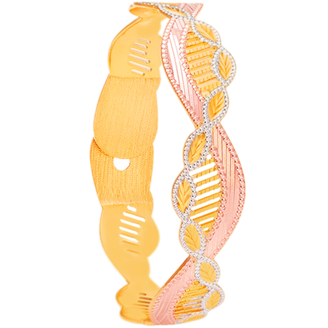 Attractive Three tone Bangle Bracelet in 22K Gold