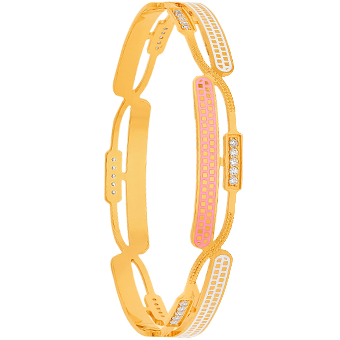 2.6 Size Minakari 2pcs Bangle With CZ in 22K Gold