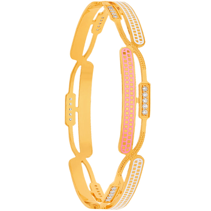 2.6 Size Minakari 2pcs Bangle With CZ in 22K Gold