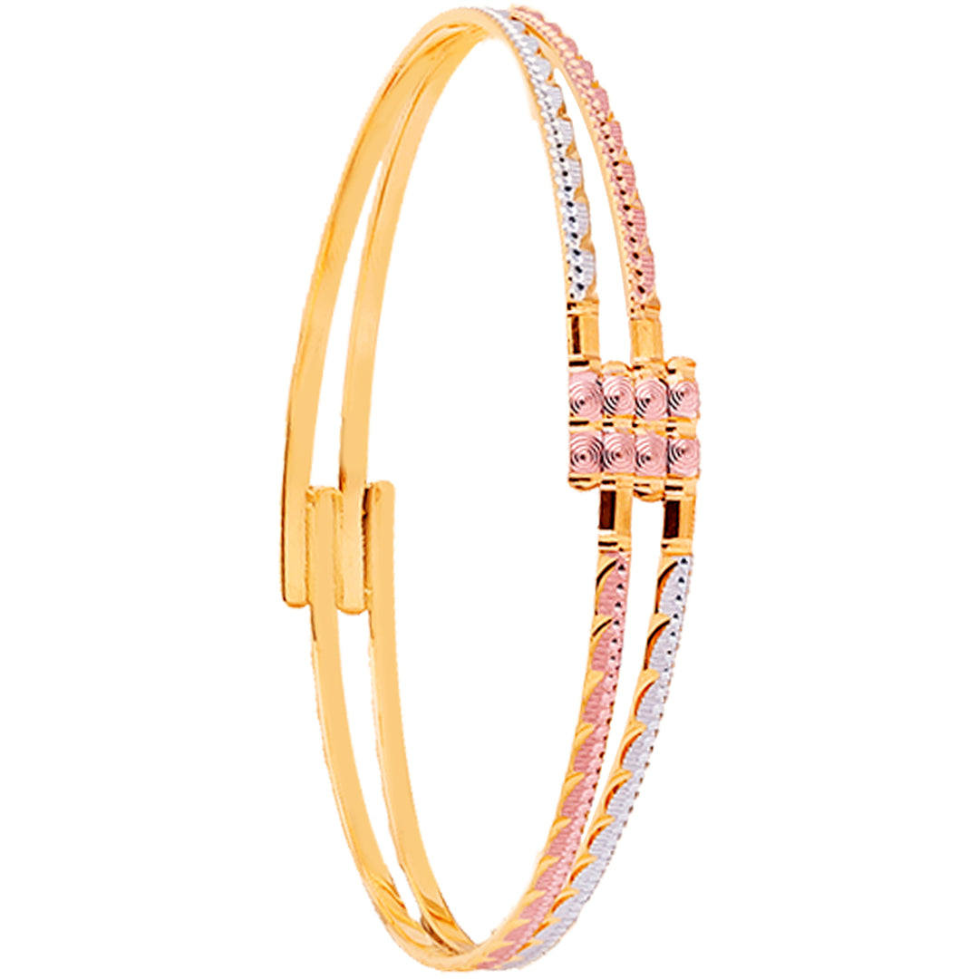 2.7 Size Three tone 2pcs Bangle in 22K Gold
