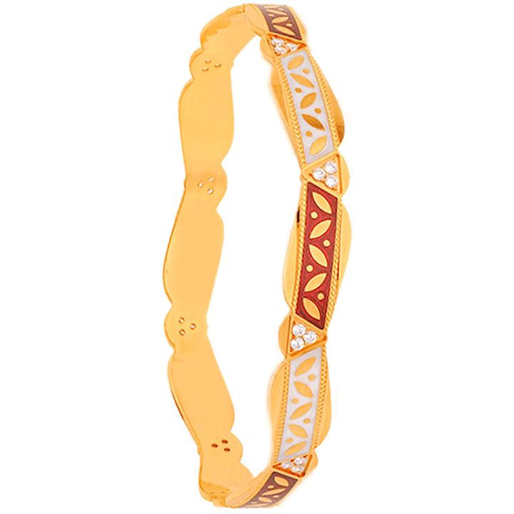 2.5 Size Minakari 2pcs Bangle With CZ in 22K Gold