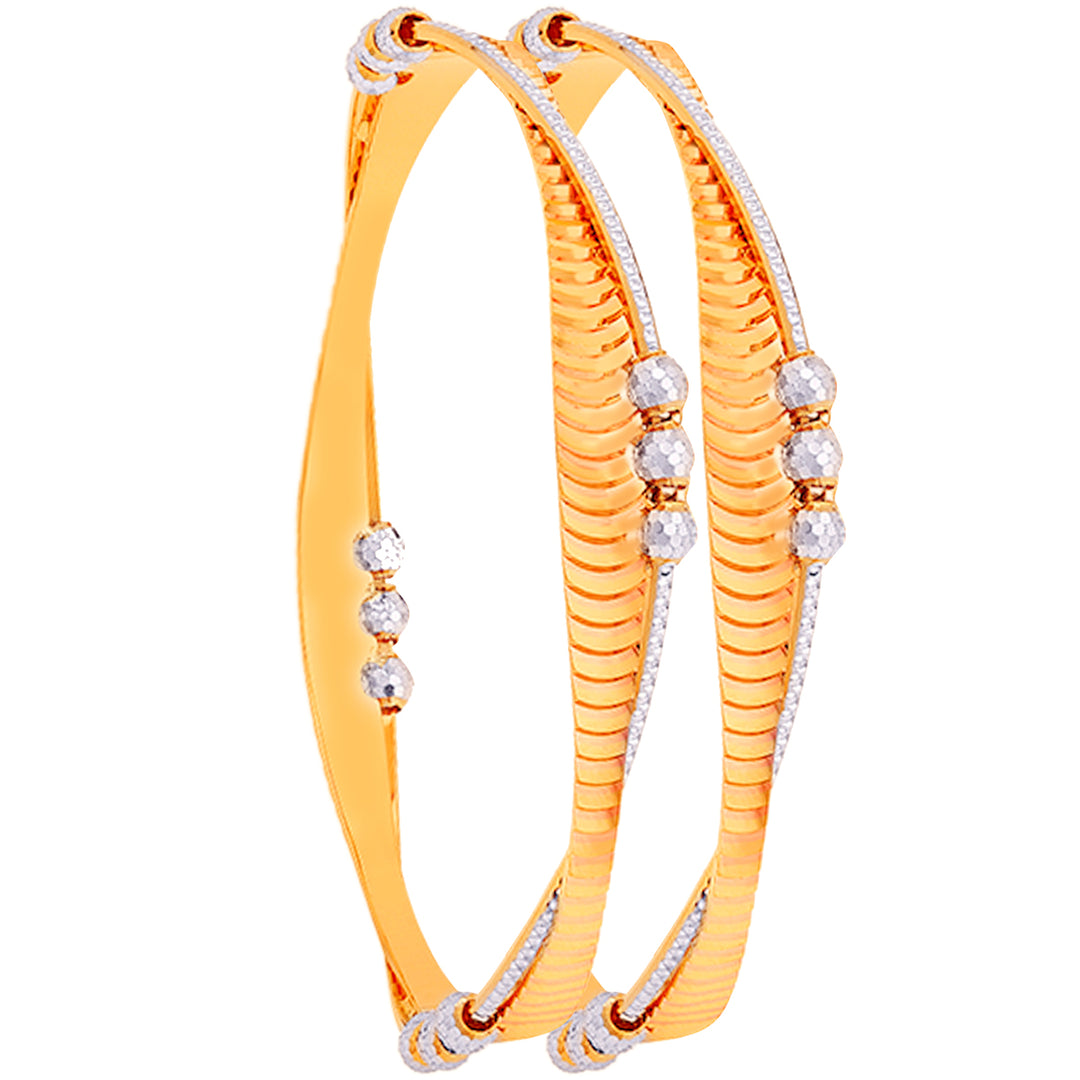 2.8 Size Two tone 2pcs Bangle in 22K Gold