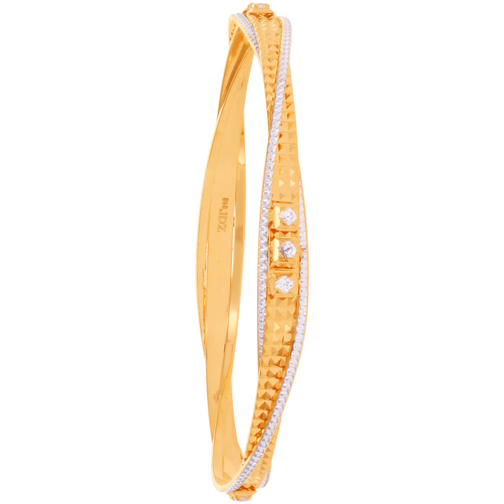 2.4 Size Two tone 2pcs Bangle With CZ in 22K Gold