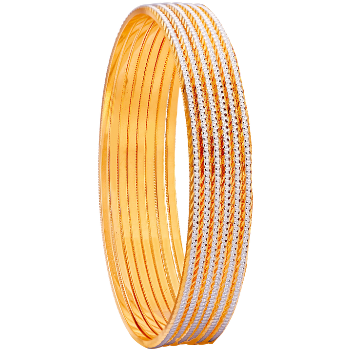 2.6 Size Two tone Set of 6pcs Bangles in 22K Gold