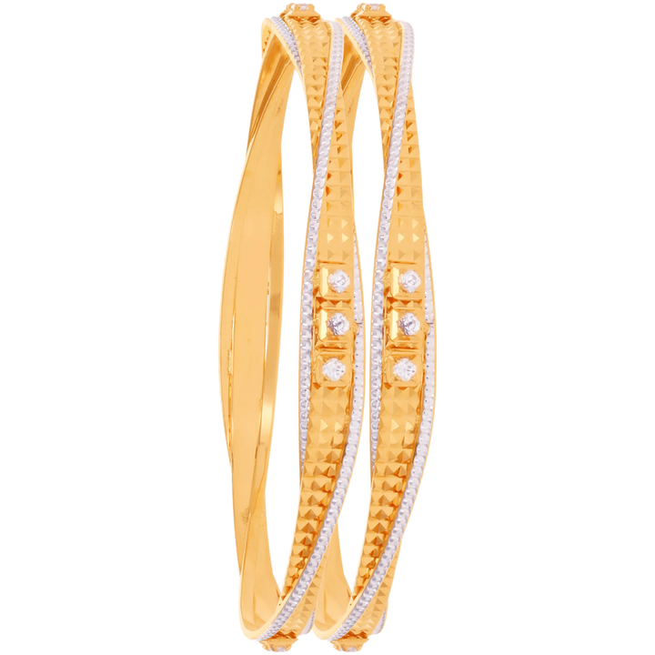 2.10 Size Two tone 2pcs Bangle in 22K Gold