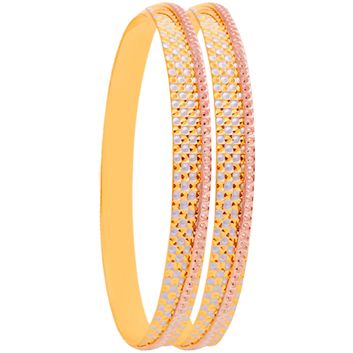 2.10 Size Three tone 2pcs Bangle in 22K Gold