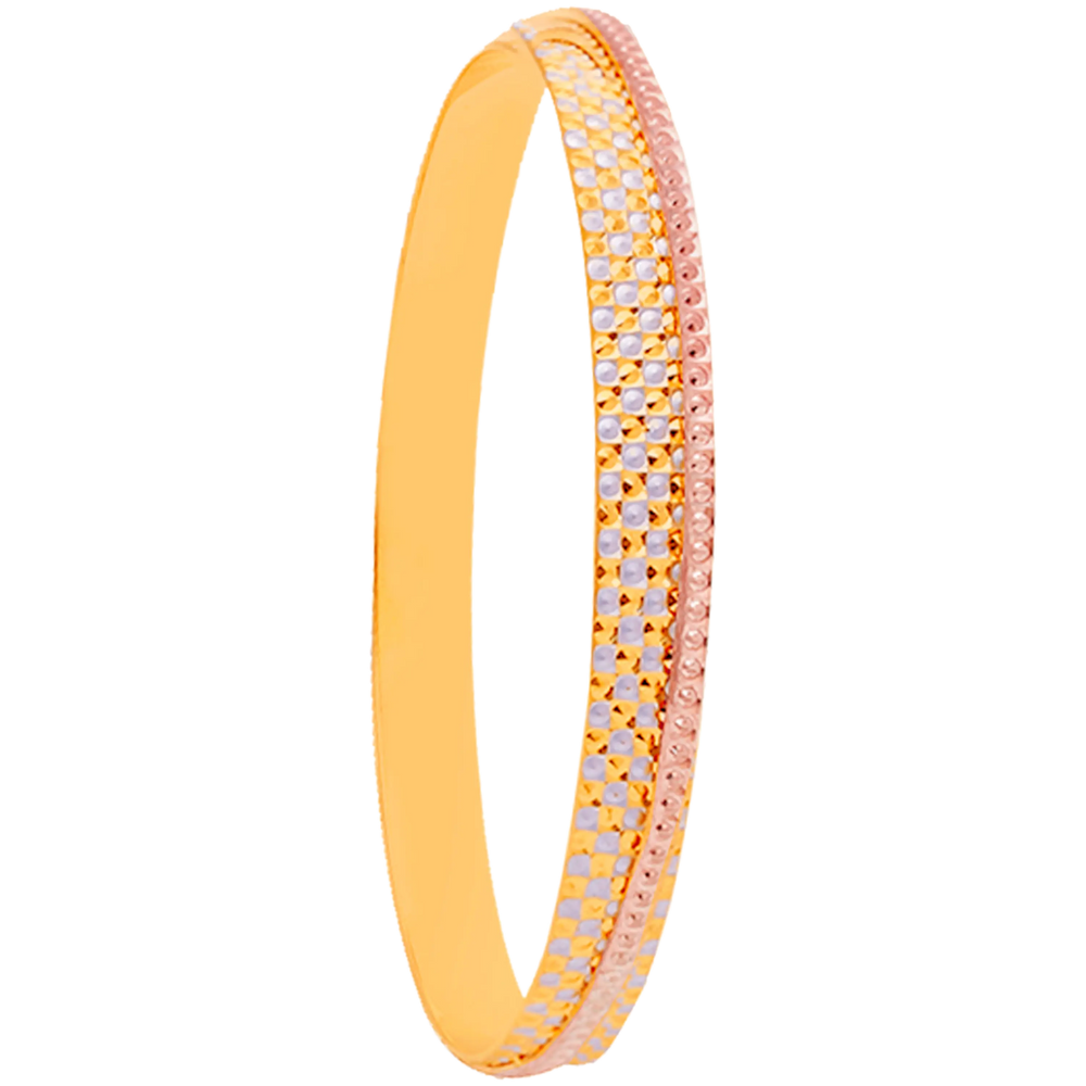 2.10 Size Three tone 2pcs Bangle in 22K Gold