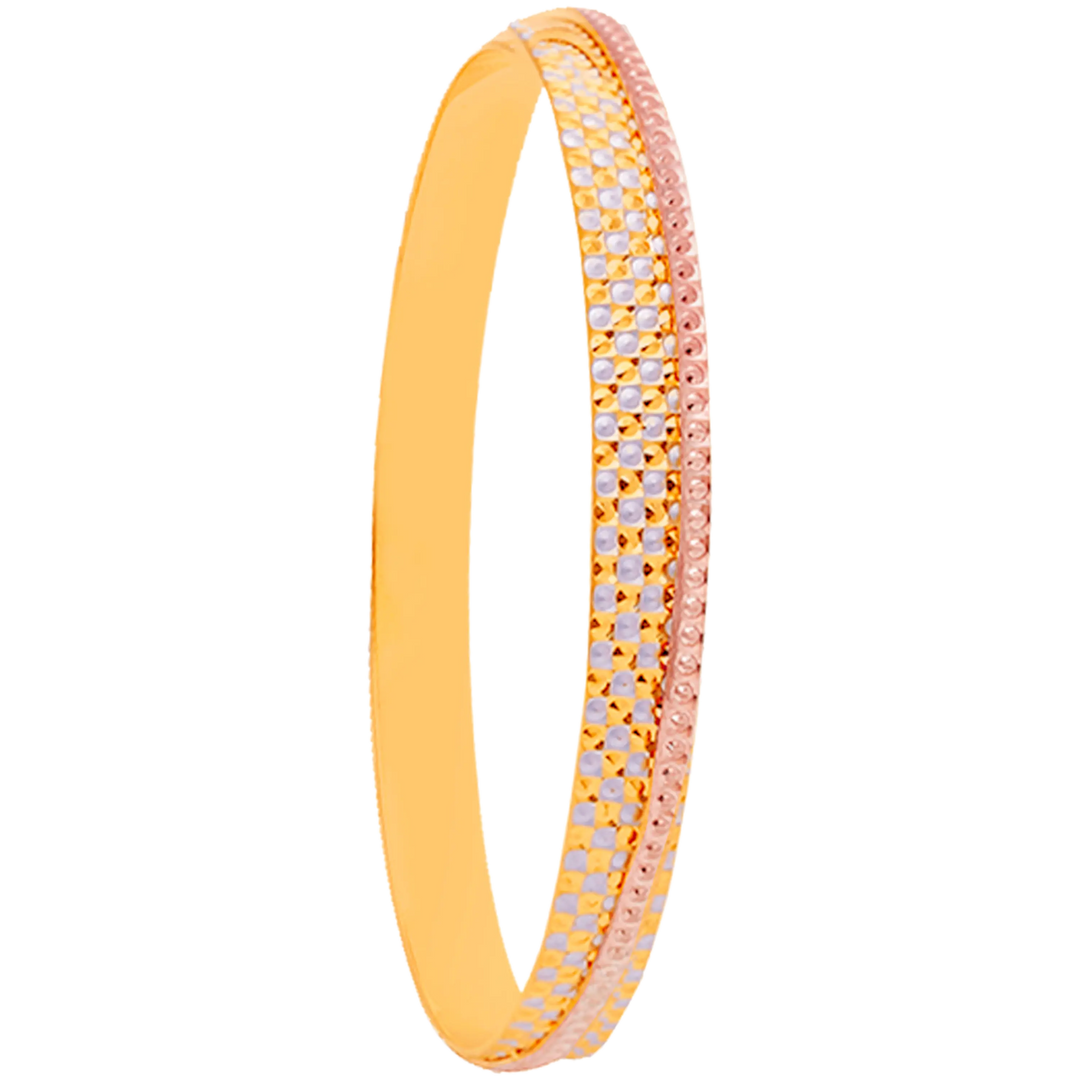 2.10 Size Three tone 2pcs Bangle in 22K Gold